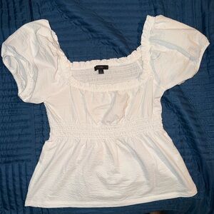 J. Crew White Puff Sleeve Blouse